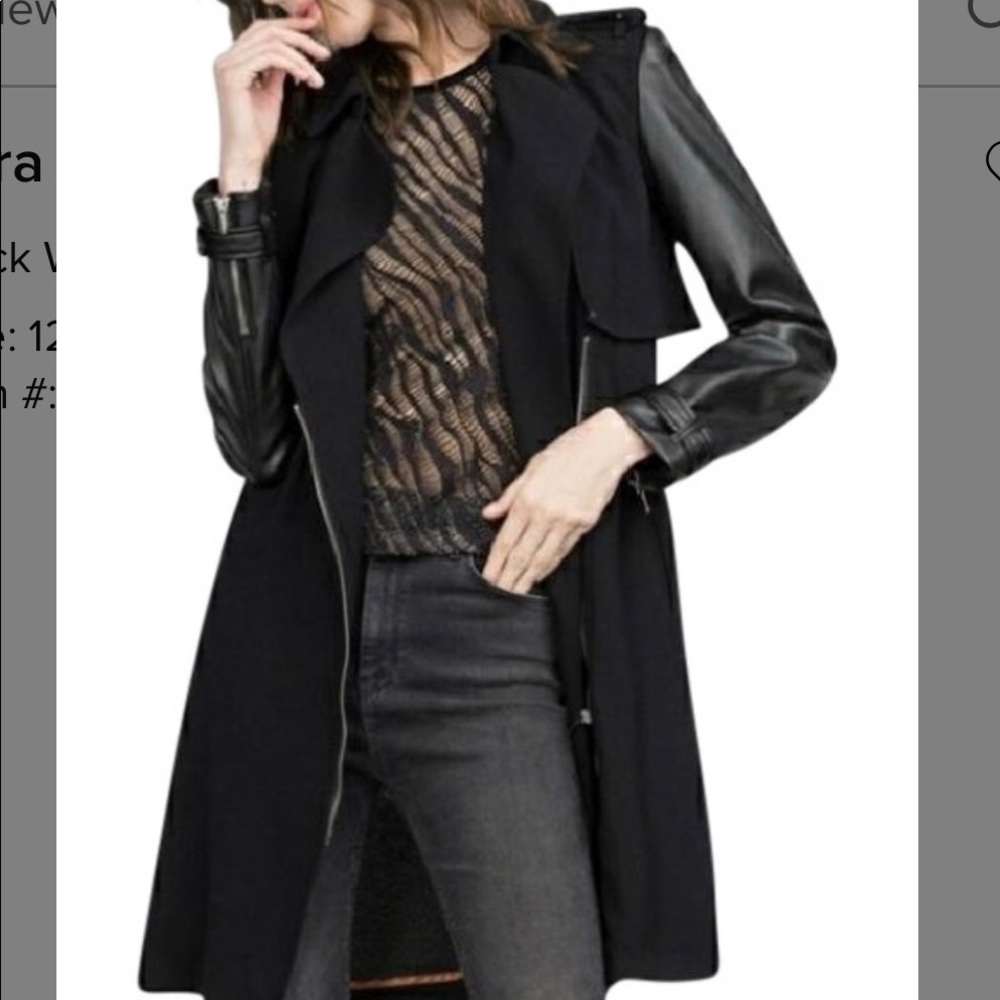 NWOT ZARA Trench Coat w/ Faux Leather Sleeves - M